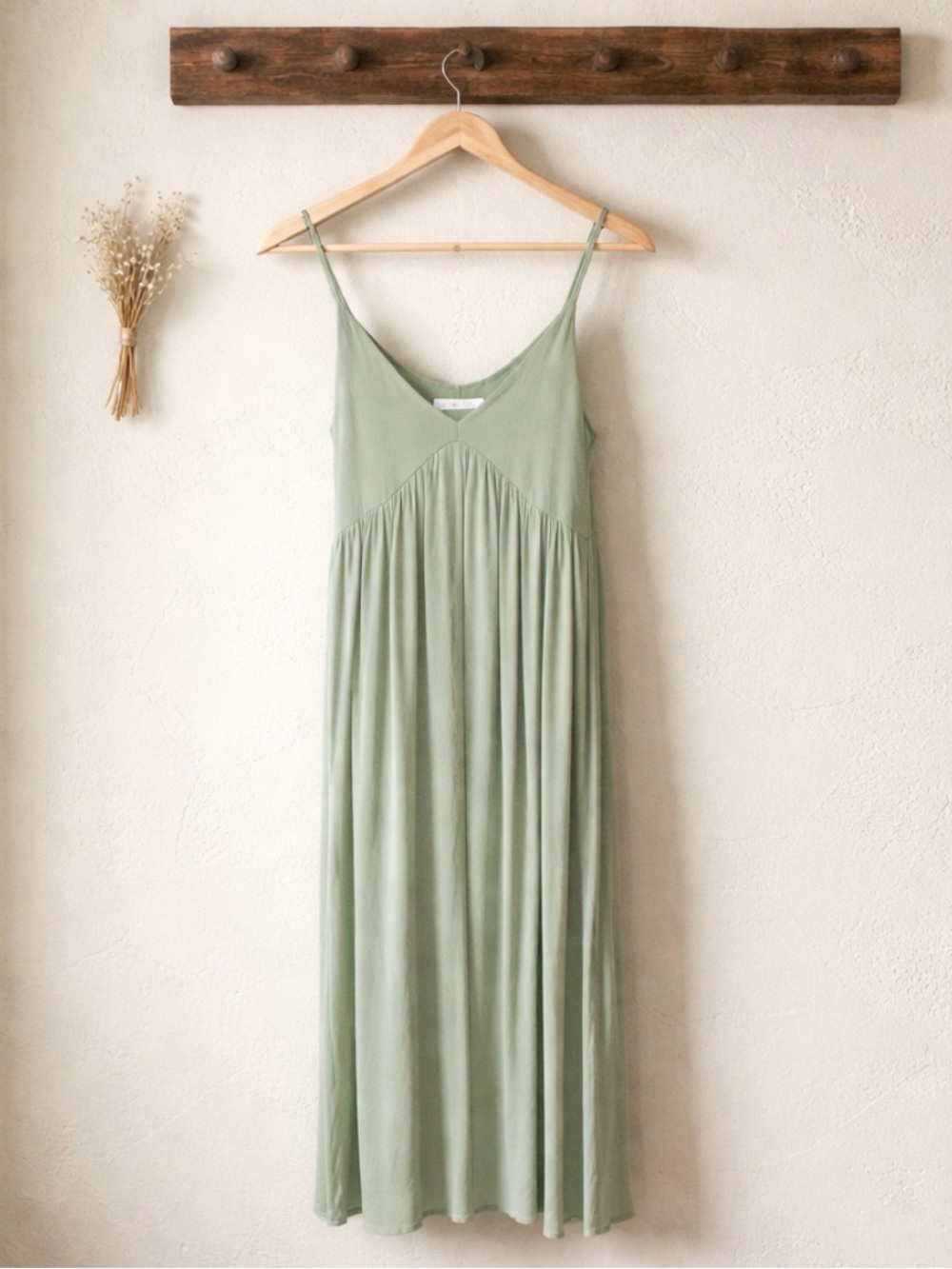 BE COOL Sage Green Spaghetti Strap Maxi Dress